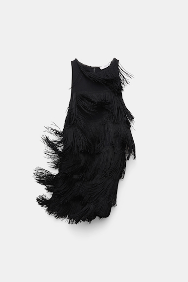 Dorothee Schumacher Punto Milano Top mit Allover Fransen pure black