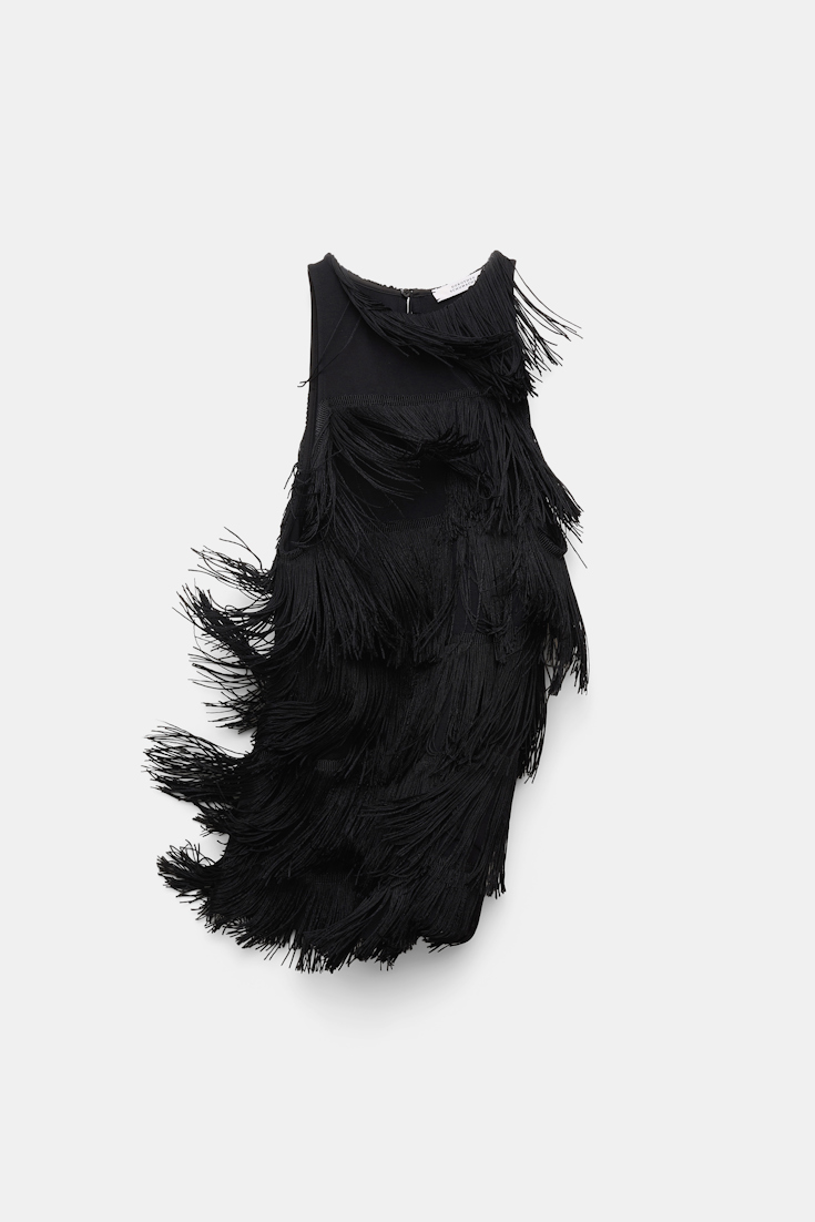 Dorothee Schumacher Punto Milano Top mit Allover Fransen pure black