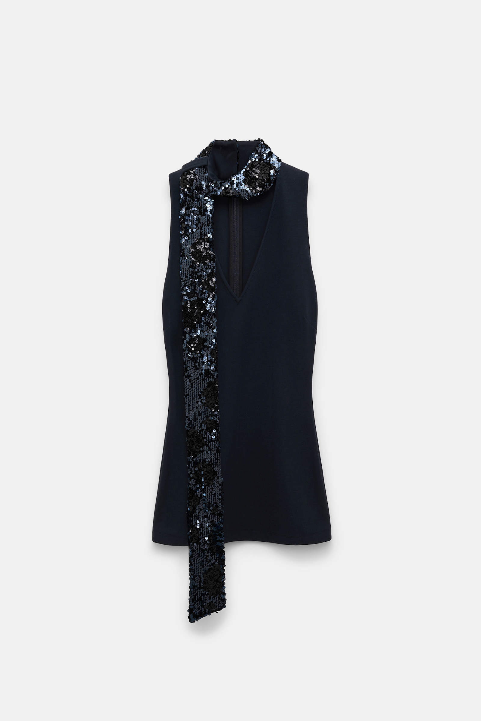 Dorothee Schumacher Punto Milano top with sequin scarf dark navy