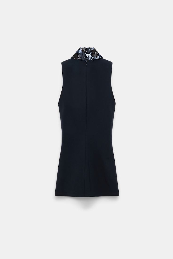 Dorothee Schumacher Punto Milano top with sequin scarf dark navy