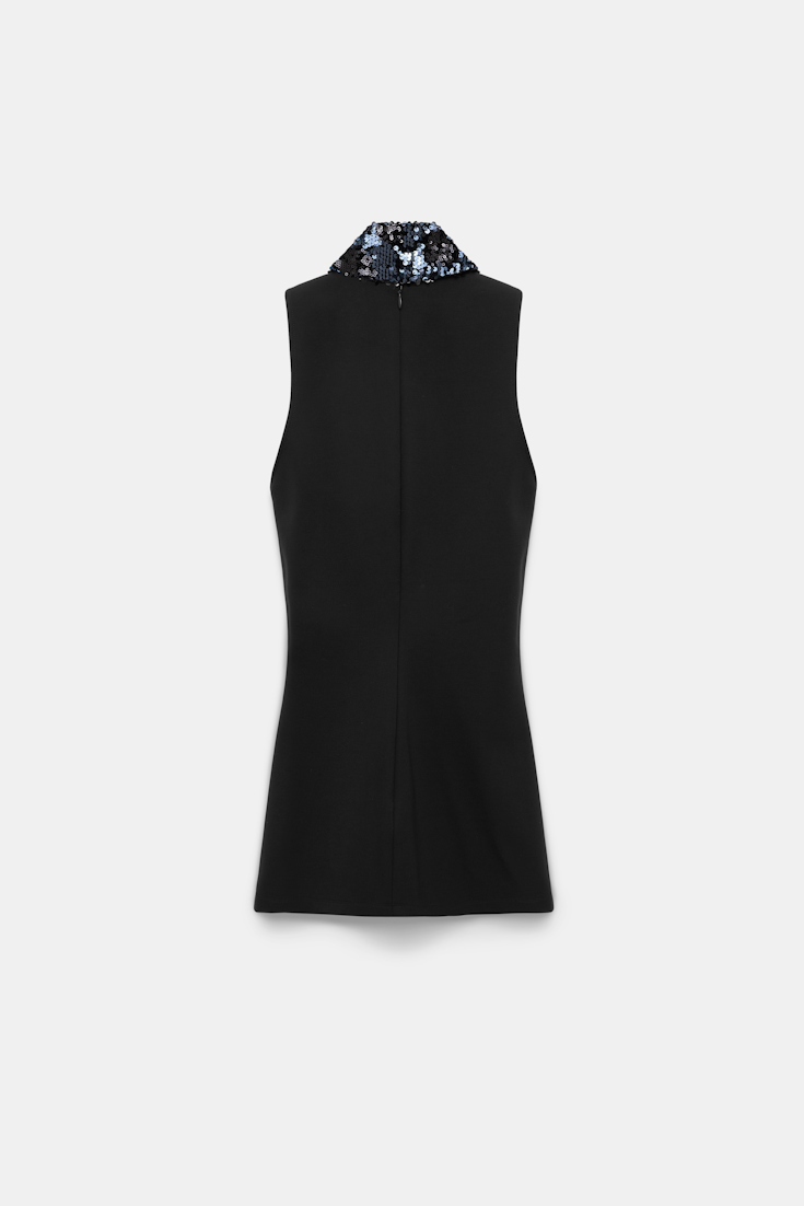 Dorothee Schumacher V-Neck Top aus Punto Milano mit Pailletten-Schal pure black