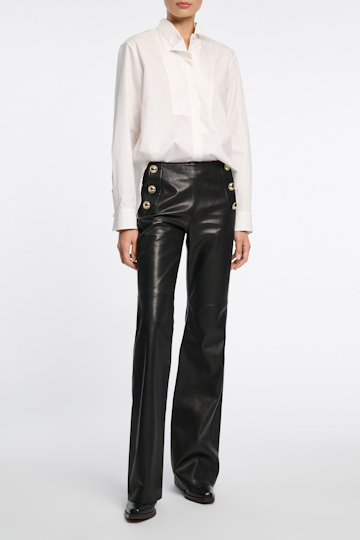 Dorothee Schumacher Baumwoll-Popeline Bluse mit Plastron aus Seidentwill pure white