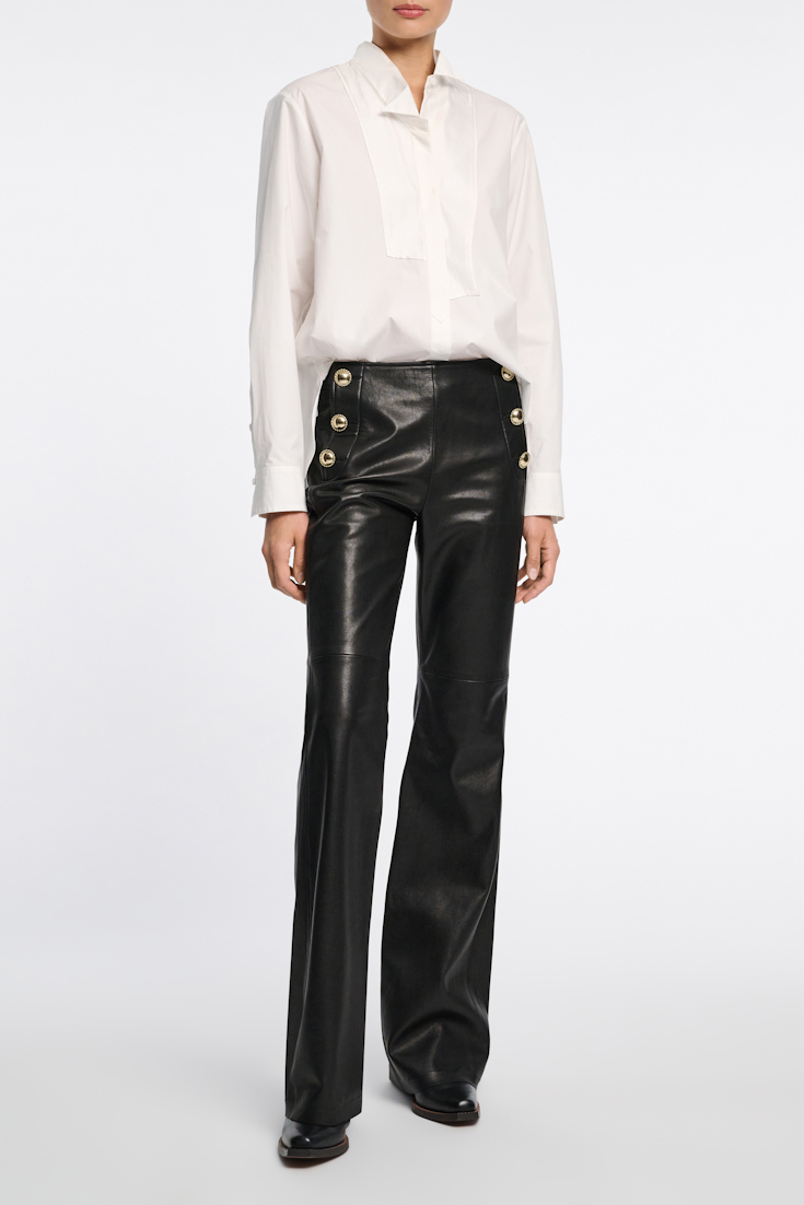 Dorothee Schumacher Cotton-poplin shirt with asymmetrical plastron and collar pure white