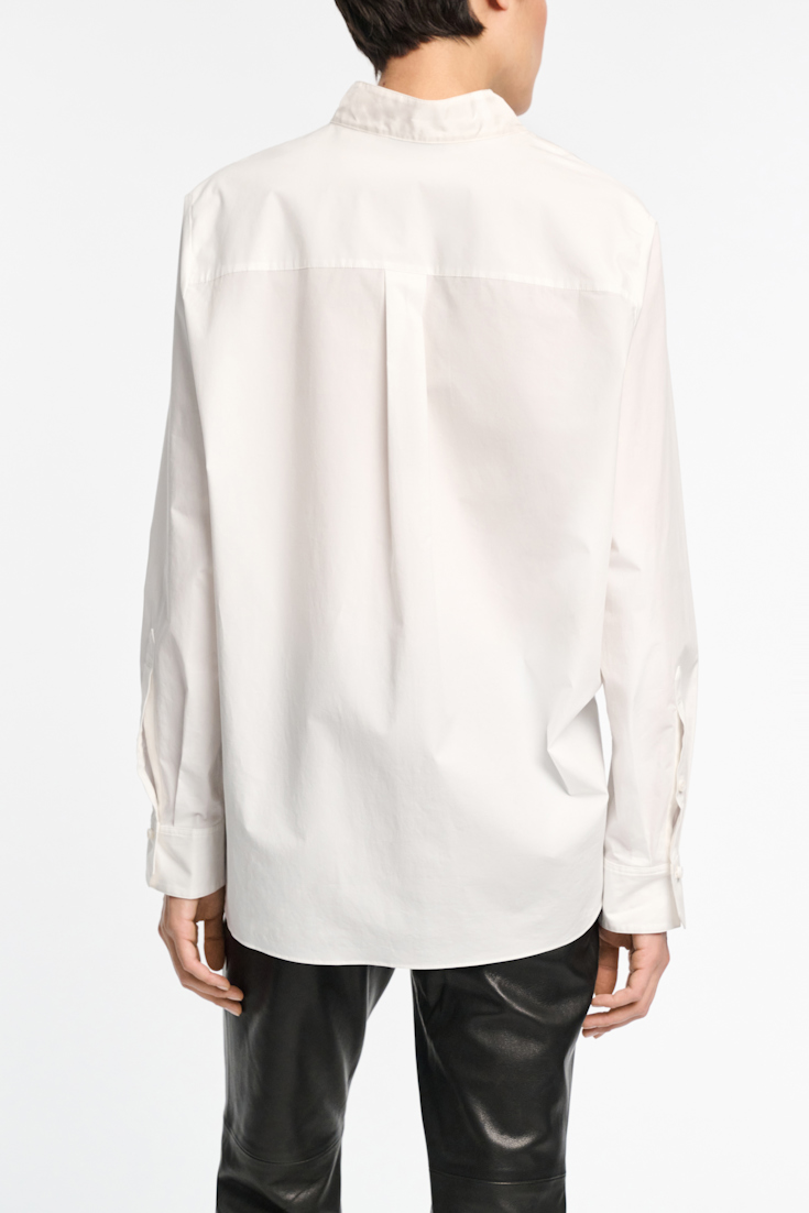 Dorothee Schumacher Cotton-poplin shirt with asymmetrical plastron and collar pure white