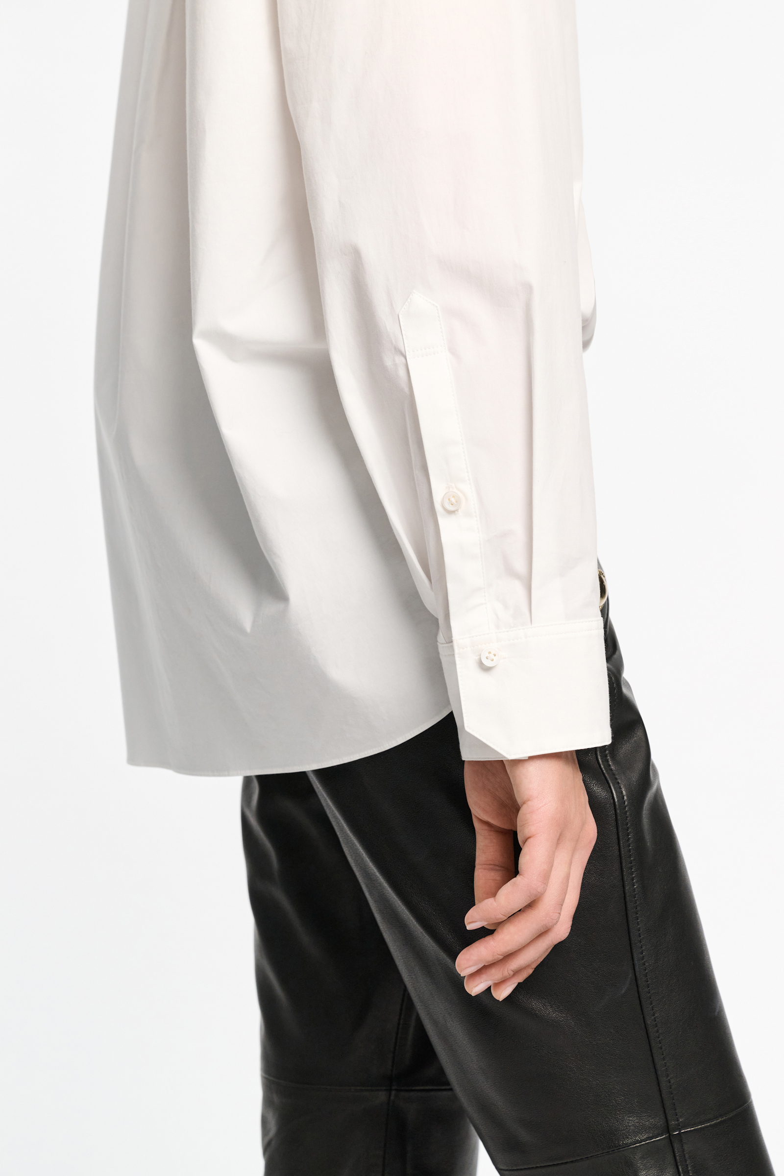 Dorothee Schumacher Cotton-poplin shirt with asymmetrical plastron and collar pure white