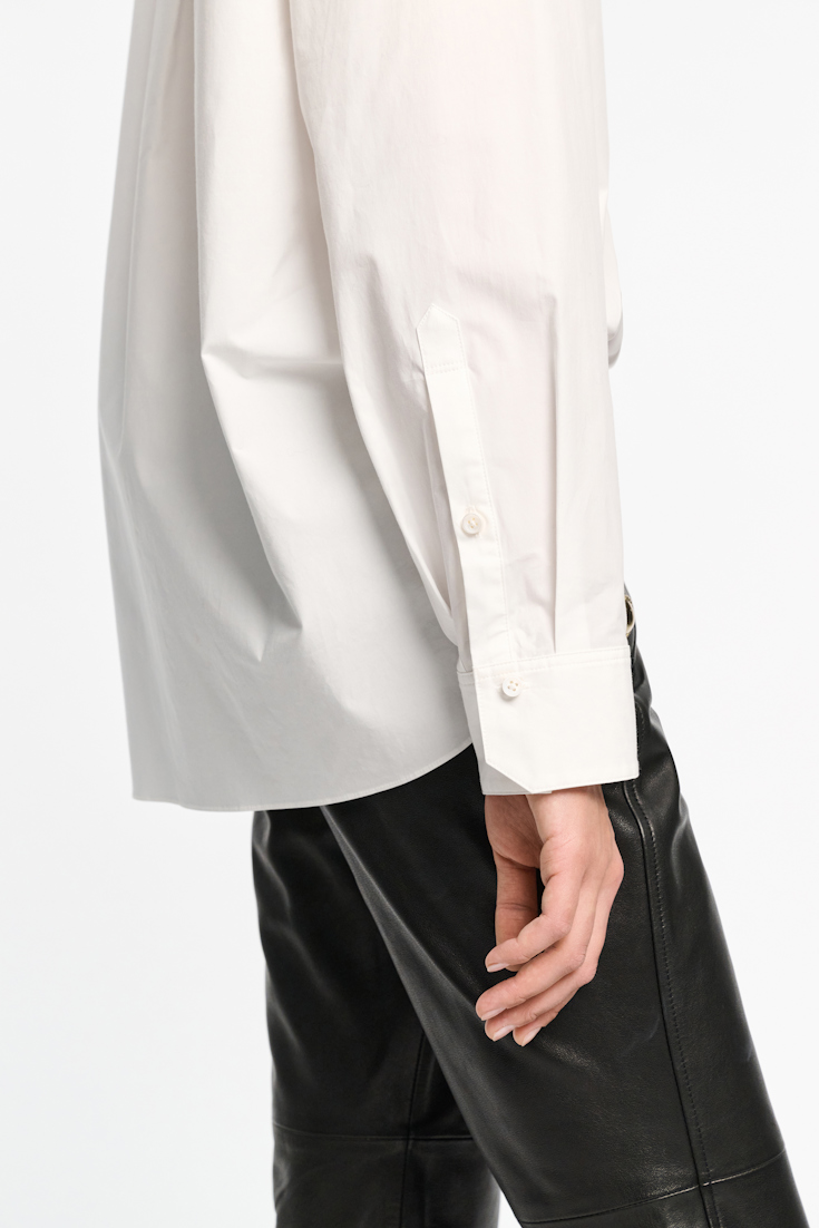 Dorothee Schumacher Cotton-poplin shirt with asymmetrical plastron and collar pure white
