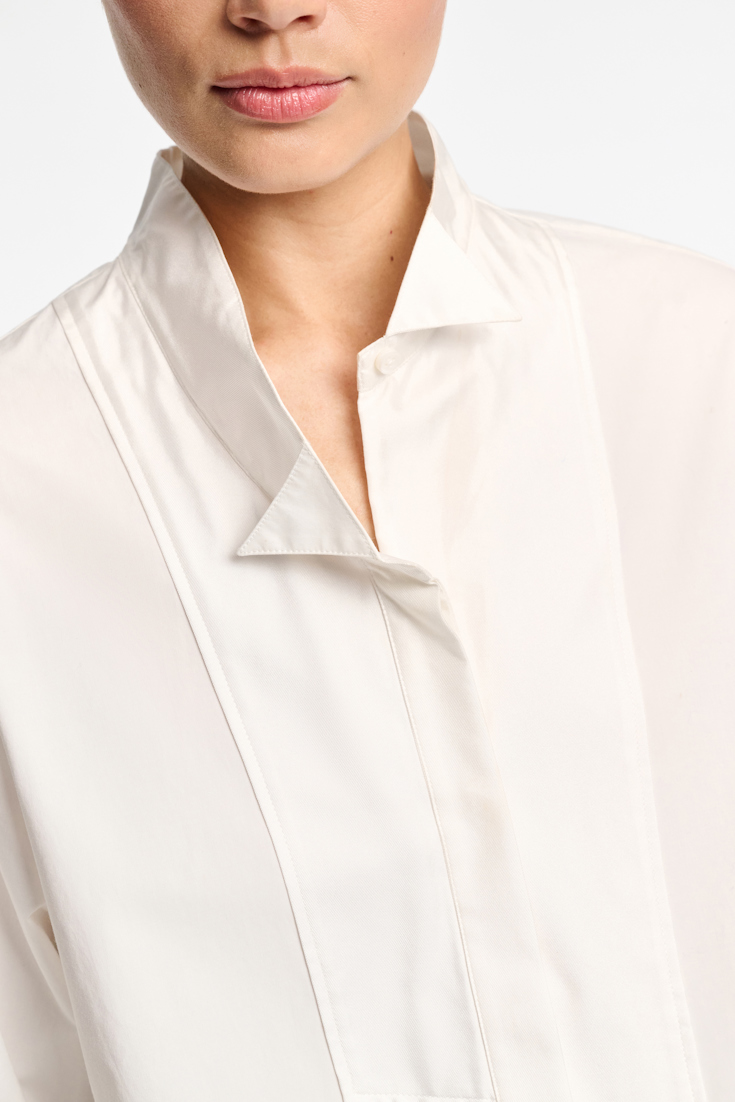Dorothee Schumacher Cotton-poplin shirt with asymmetrical plastron and collar pure white
