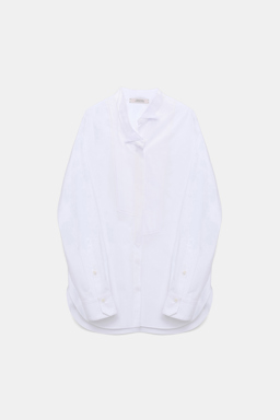 Dorothee Schumacher Baumwoll-Popeline Bluse mit Plastron aus Seidentwill pure white