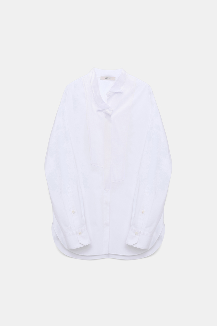 Dorothee Schumacher Cotton-poplin shirt with asymmetrical plastron and collar pure white