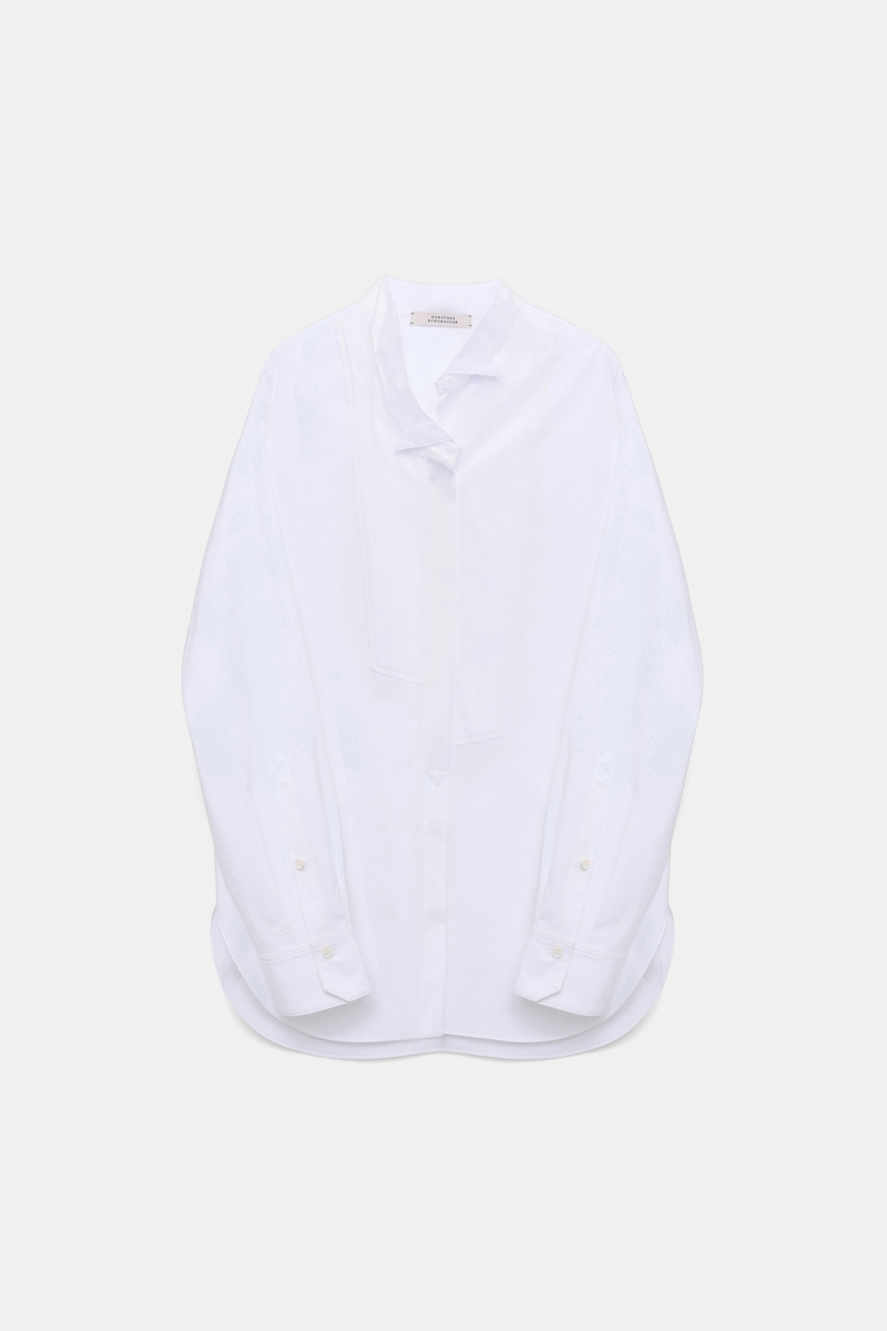 Dorothee Schumacher Cotton-poplin Shirt With Asymmetrical Plastron And Collar In White