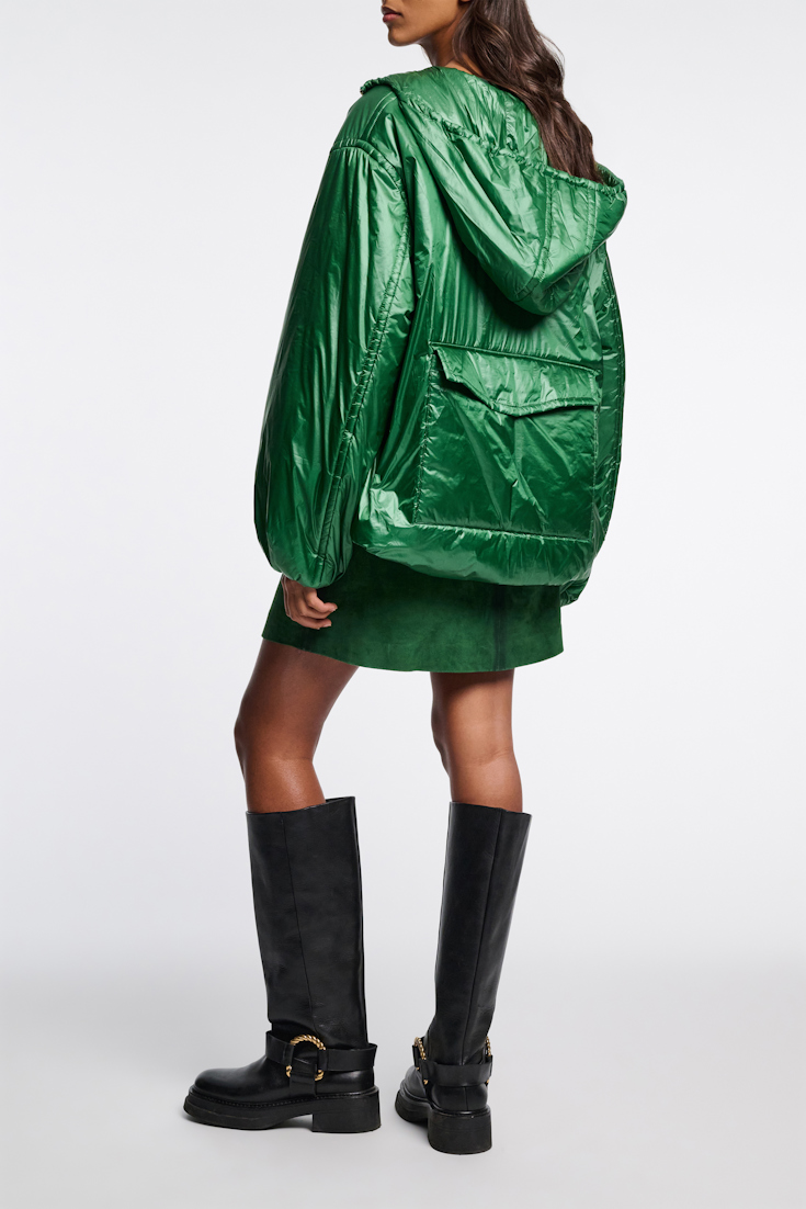 Dorothee Schumacher Hooded nylon anorak-style jacket gras green