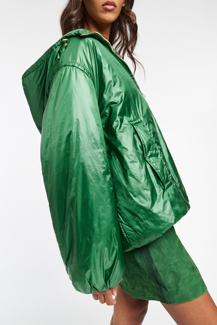 Dorothee Schumacher Hooded nylon anorak-style jacket gras green