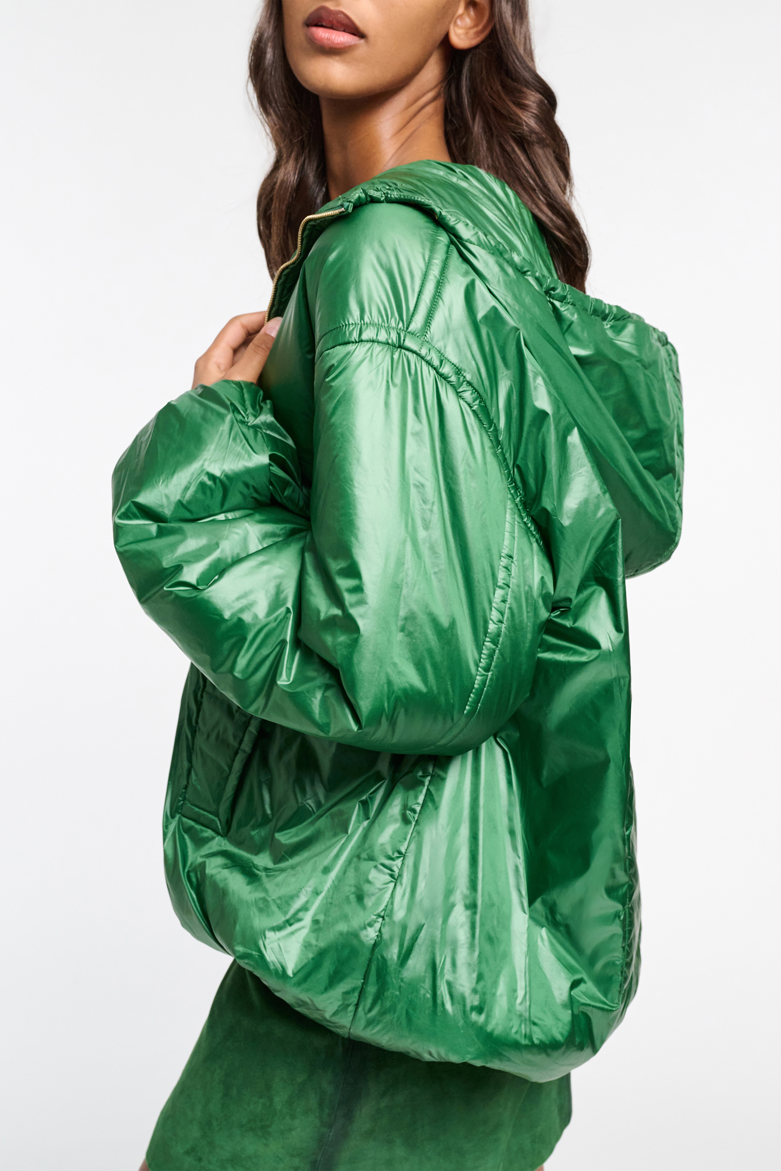 Dorothee Schumacher Hooded nylon anorak-style jacket gras green