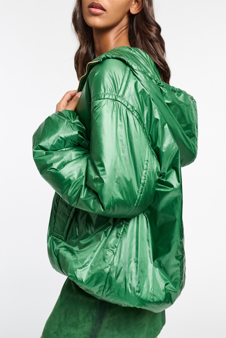 Dorothee Schumacher Hooded nylon anorak-style jacket gras green