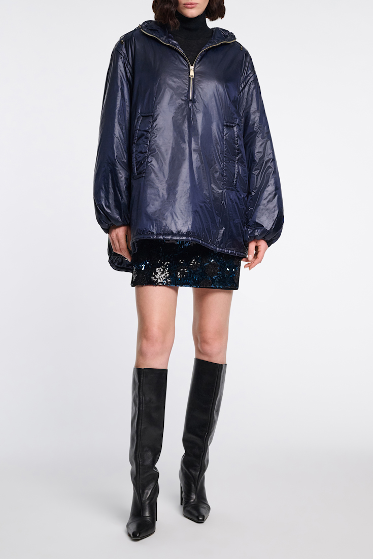 Dorothee Schumacher Hooded nylon anorak-style jacket dark navy
