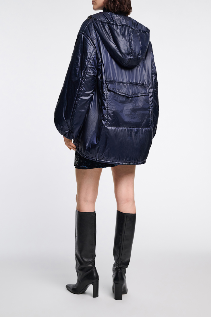 Dorothee Schumacher Hooded nylon anorak-style jacket dark navy
