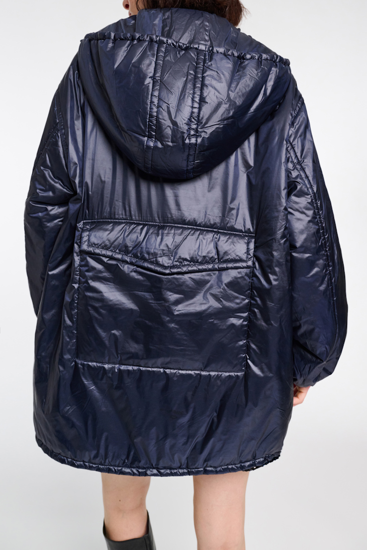 Dorothee Schumacher Hooded nylon anorak-style jacket dark navy
