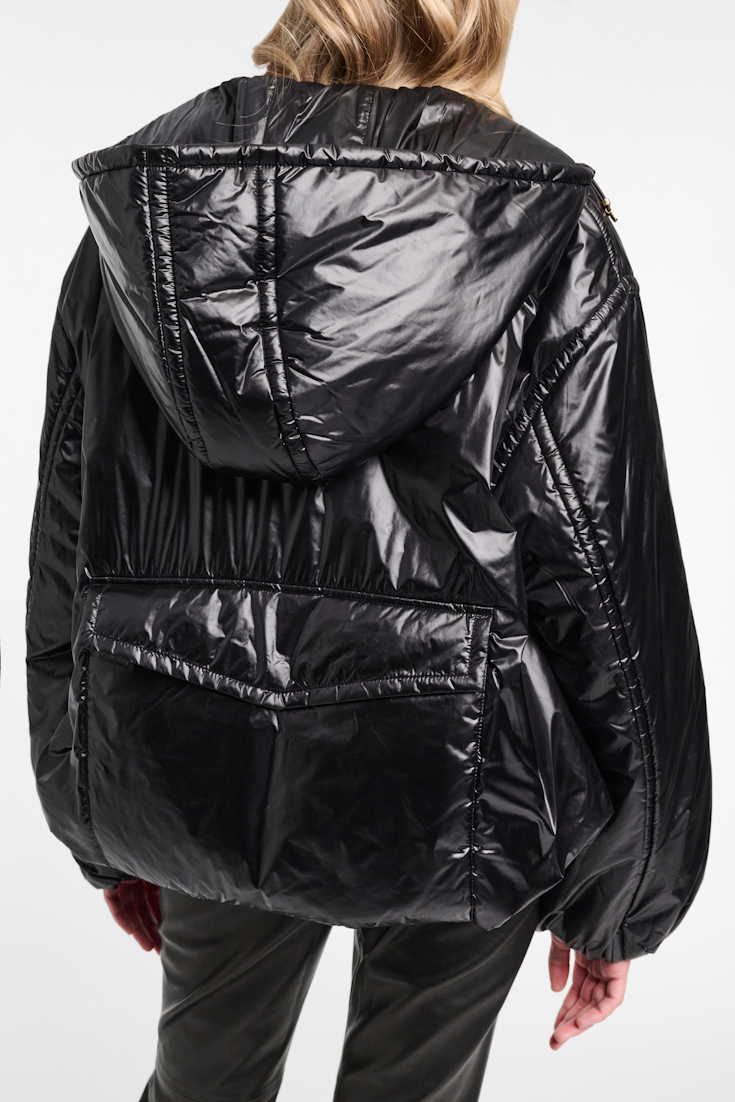 Dorothee Schumacher Hooded nylon anorak-style jacket pure black