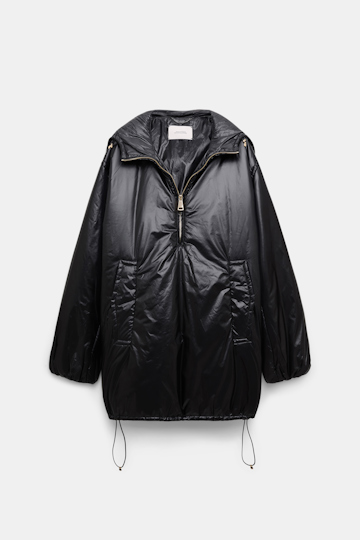 Dorothee Schumacher Hooded nylon anorak-style jacket pure black