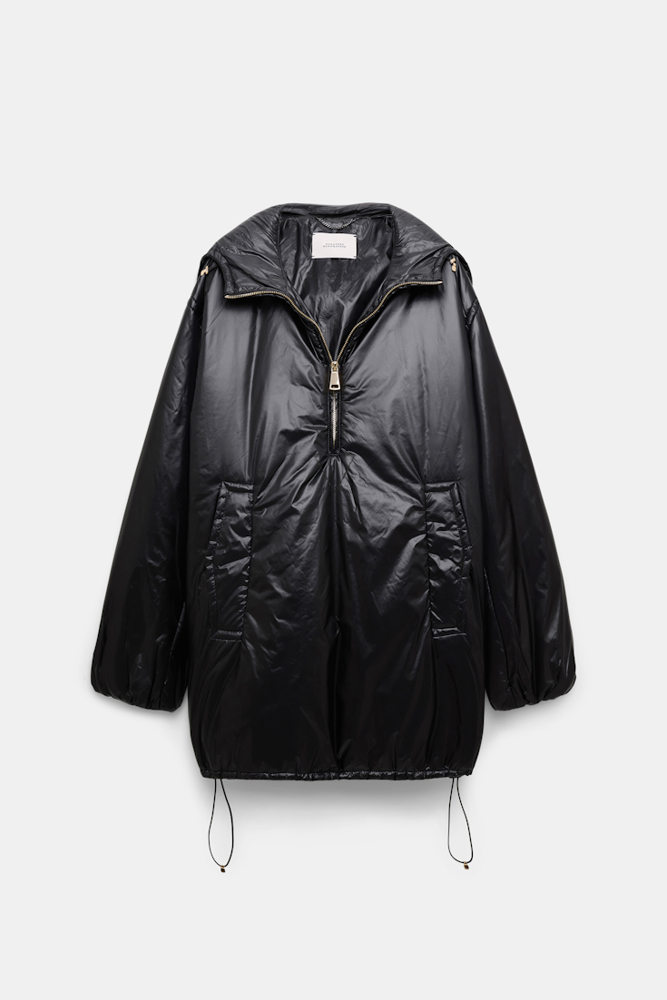 Dorothee Schumacher Hooded nylon anorak-style jacket pure black