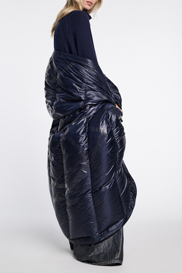 Dorothee Schumacher Nylon cape with reflective "D rose" print dark navy