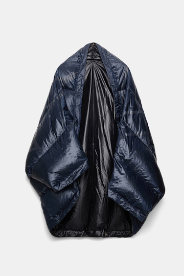 Dorothee Schumacher Nylon cape with reflective "D rose" print dark navy