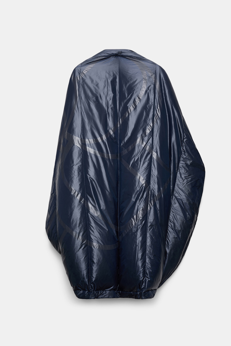 Dorothee Schumacher Nylon cape with reflective "D rose" print dark navy