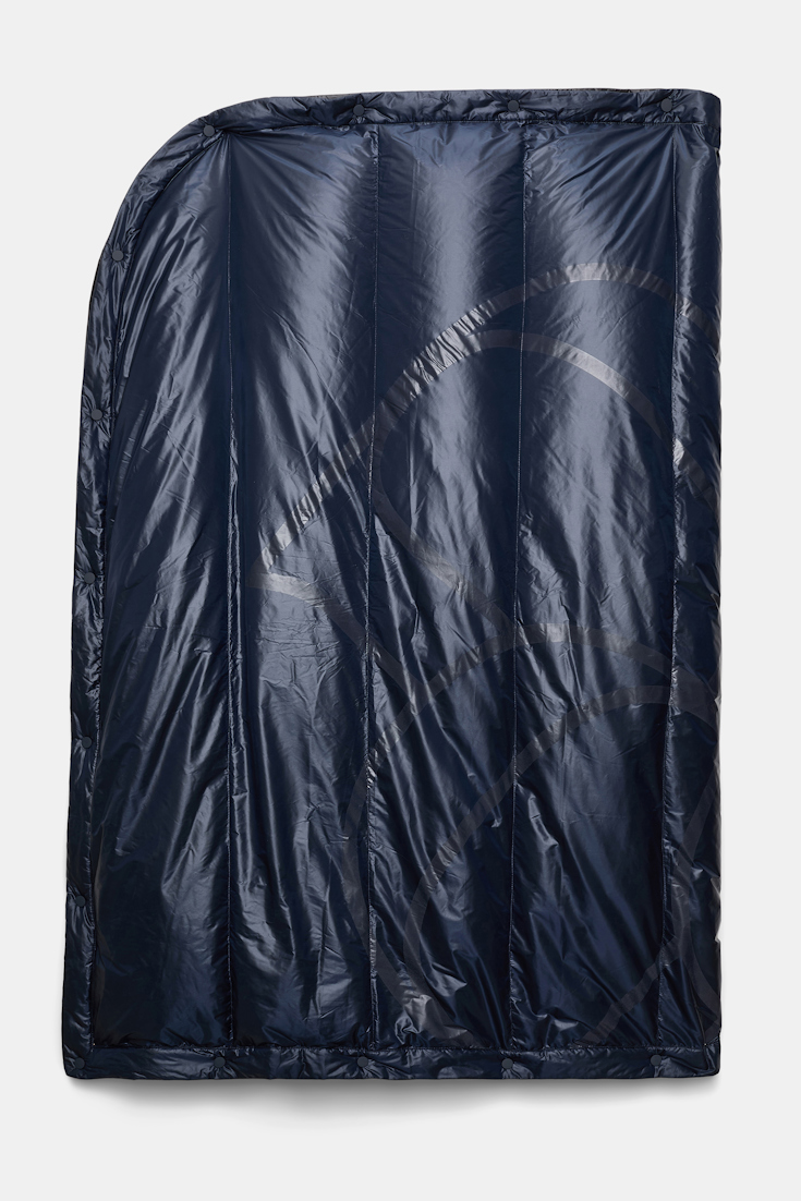 Dorothee Schumacher Nylon cape with reflective "D rose" print dark navy