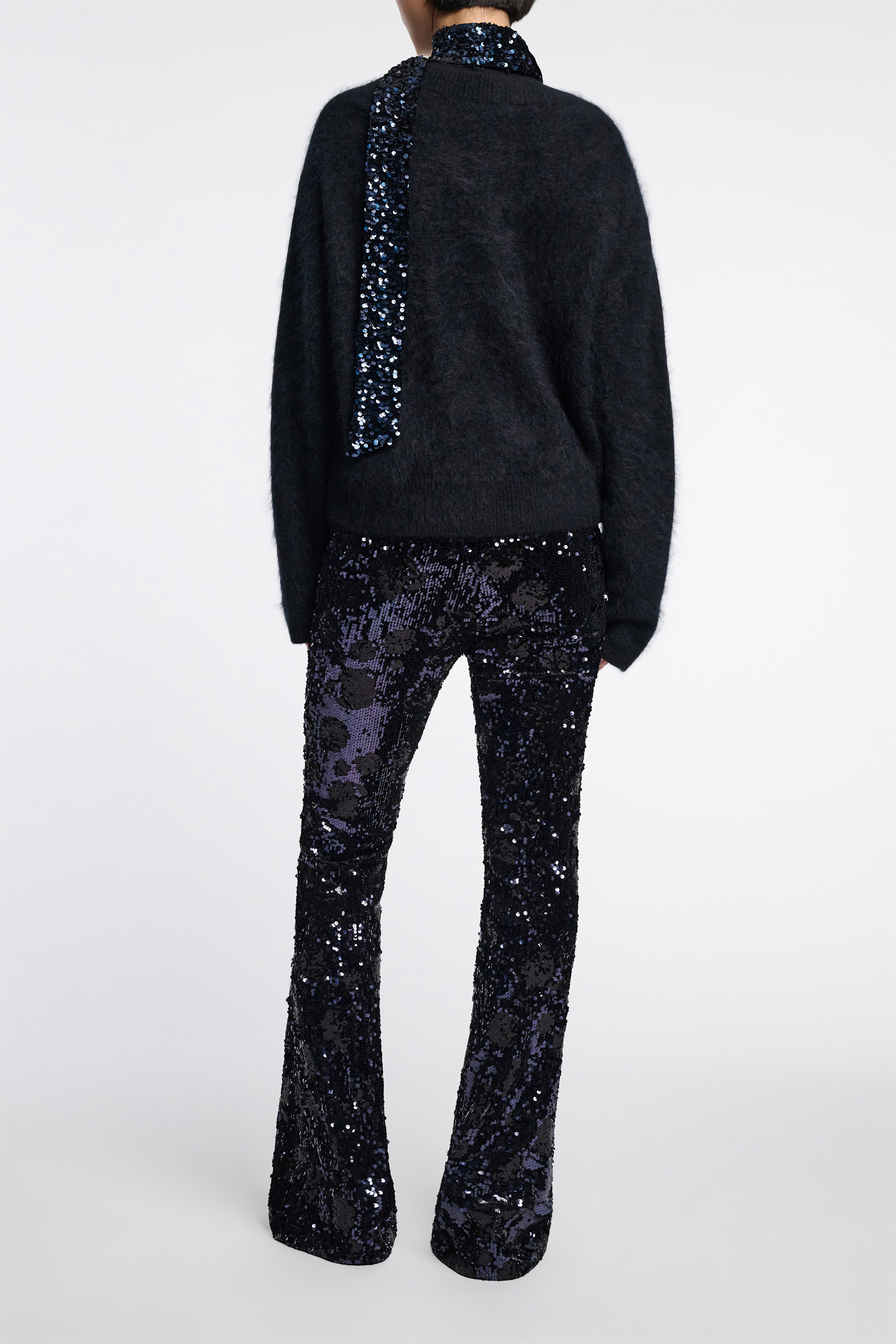 Dorothee Schumacher Hose aus Pailletten im Flower-Design dark navy