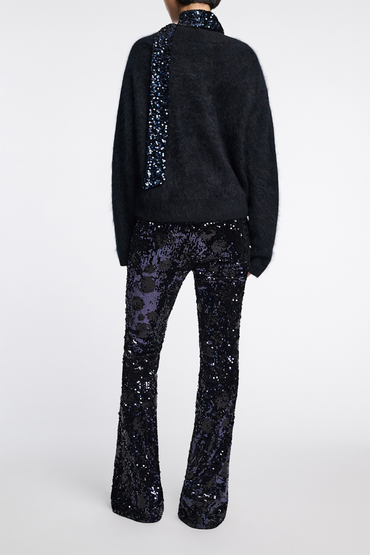 Dorothee Schumacher Hose aus Pailletten im Flower-Design dark navy