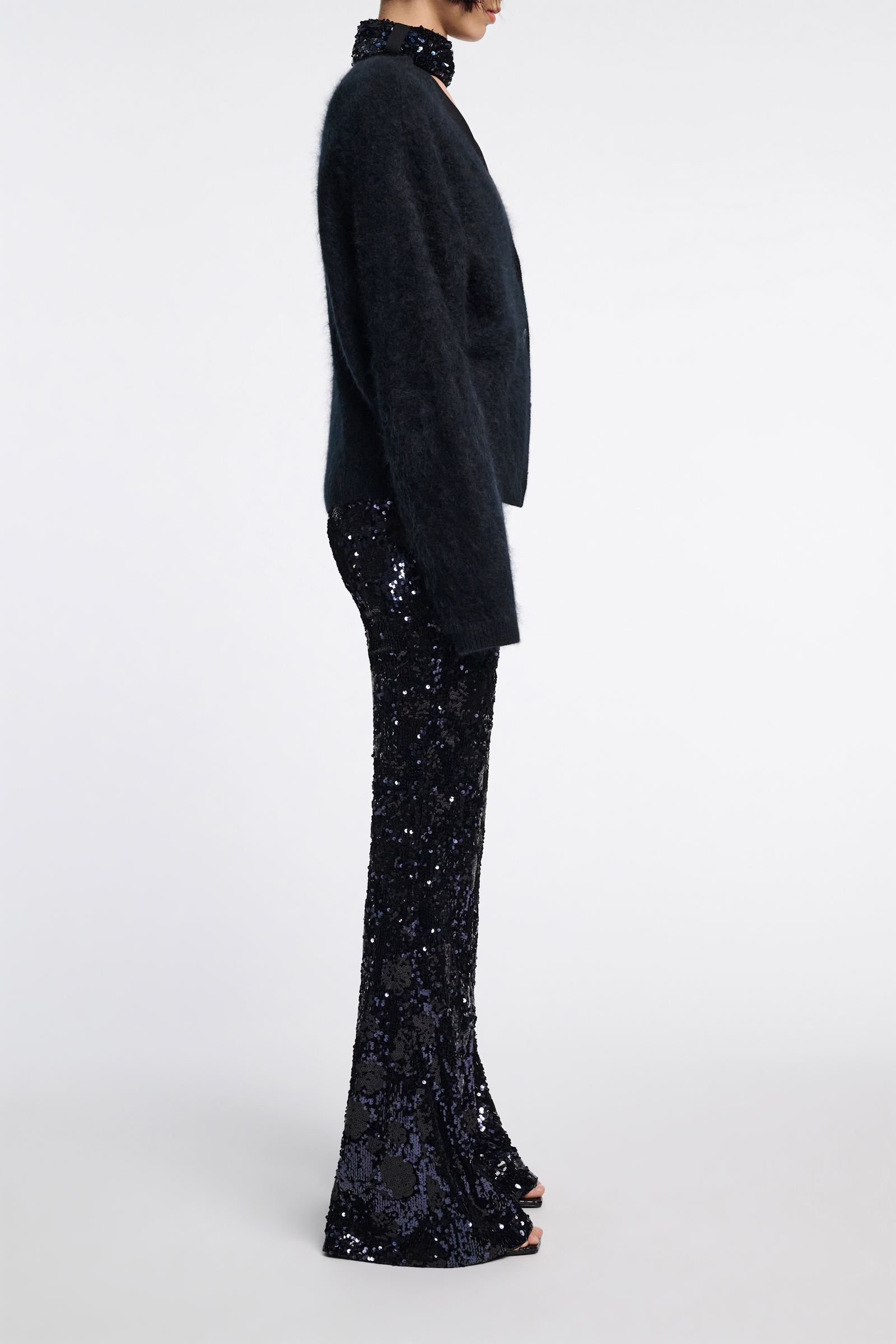 Dorothee Schumacher Hose aus Pailletten im Flower-Design dark navy