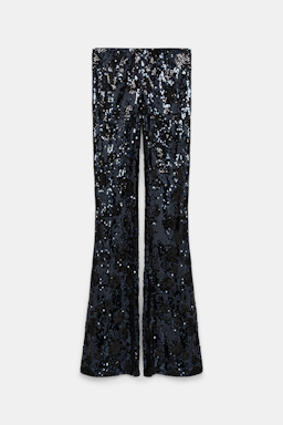 Dorothee Schumacher Bootcut pants with sequin flower design dark navy