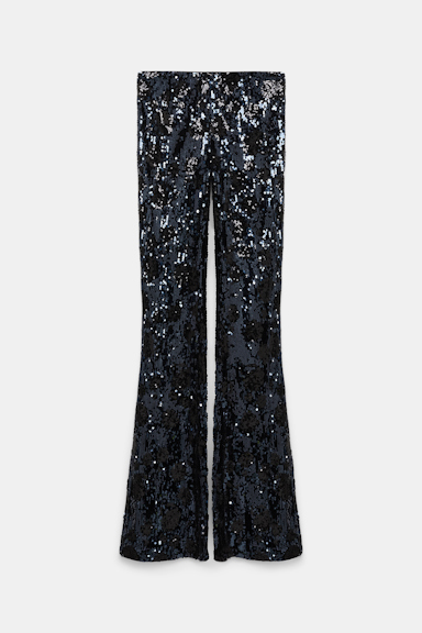Dorothee Schumacher Hose aus Pailletten im Flower-Design dark navy