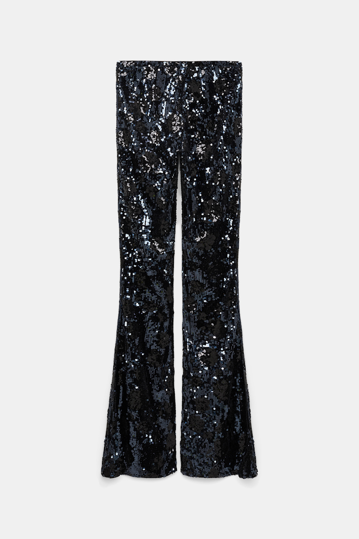 Dorothee Schumacher Hose aus Pailletten im Flower-Design dark navy