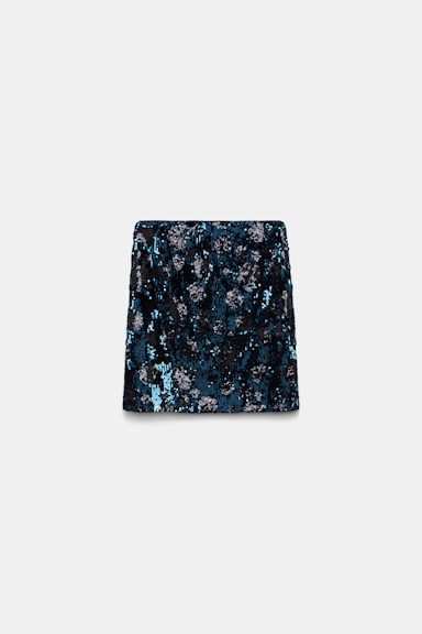 Dorothee Schumacher Rock aus Pailletten im Flower-Design dark navy