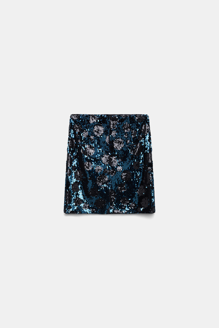Dorothee Schumacher Rock aus Pailletten im Flower-Design dark navy