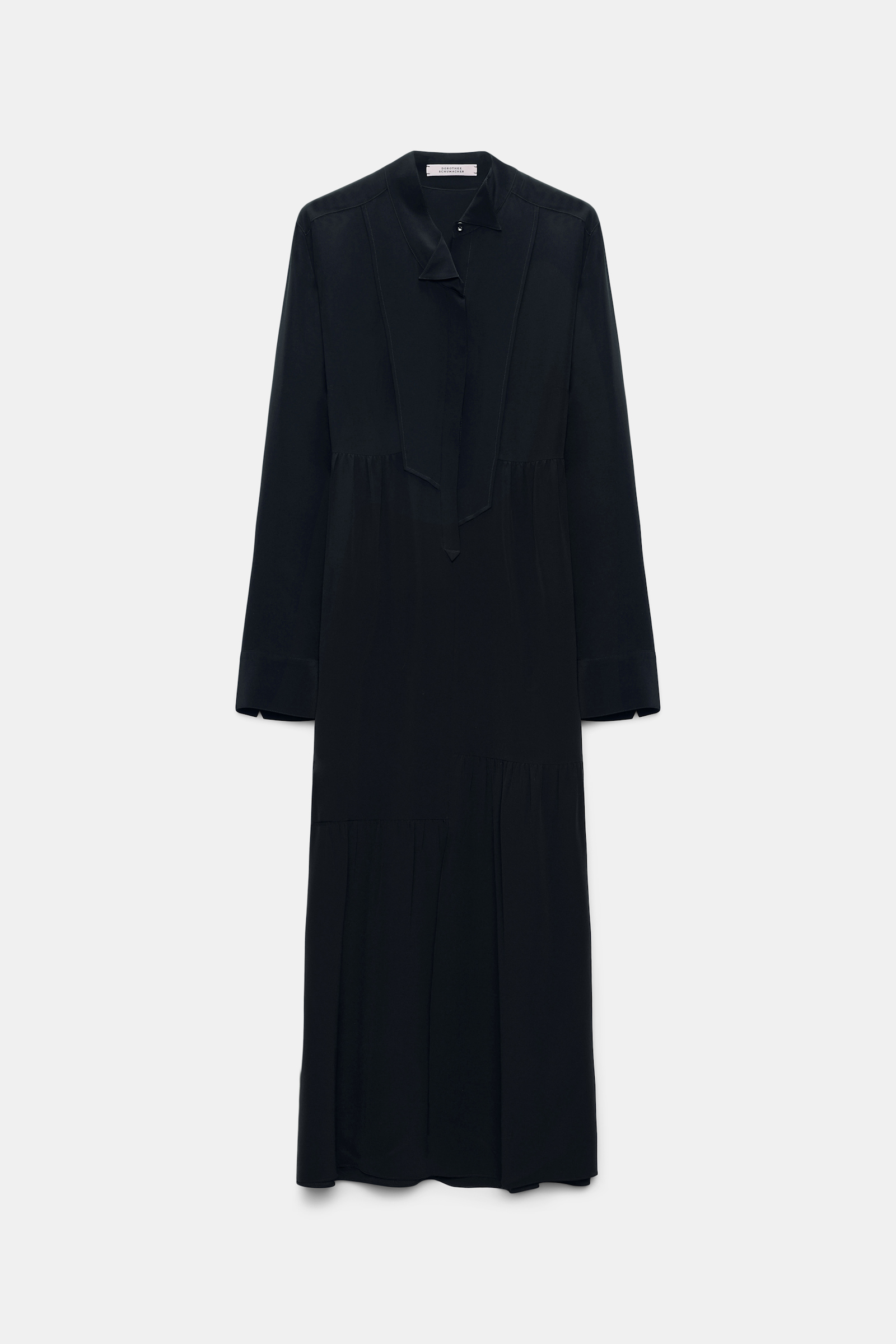 Dorothee Schumacher Silk dress with asymmetrical plastron and collar dark navy