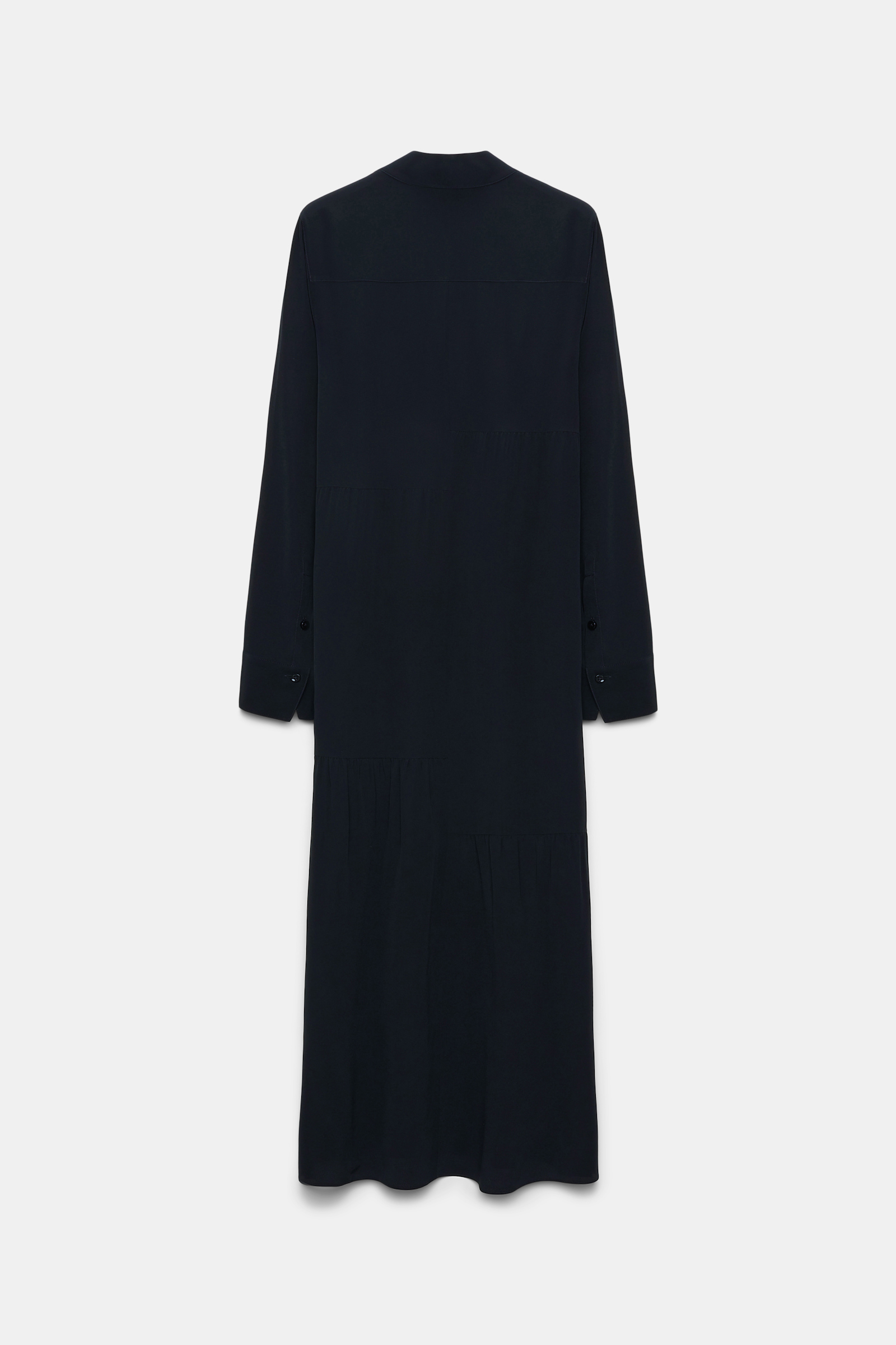 Dorothee Schumacher Silk dress with asymmetrical plastron and collar dark navy