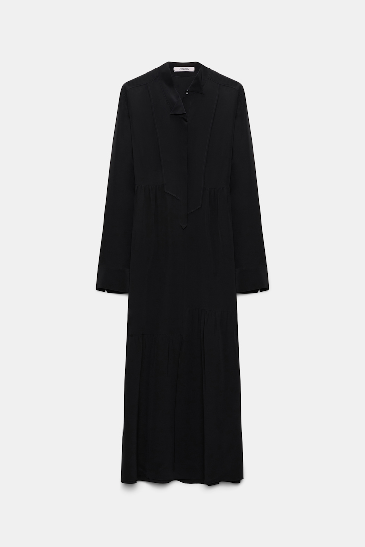Dorothee Schumacher Seidenkleid mit Details aus Seiden Crêpe de Chine pure black
