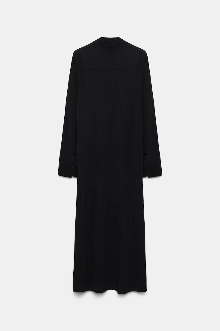 Dorothee Schumacher Seidenkleid mit Details aus Seiden Crêpe de Chine pure black