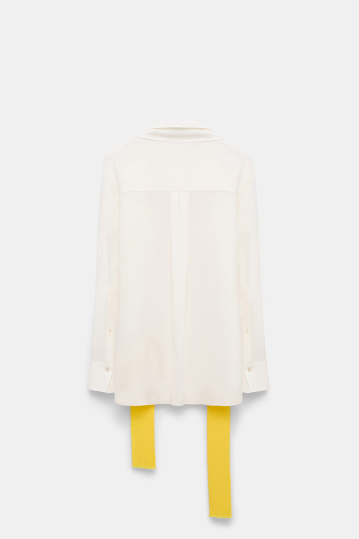 Dorothee Schumacher Seidenbluse aus Crêpe de Chine mit Schal-Detail marshmellow white