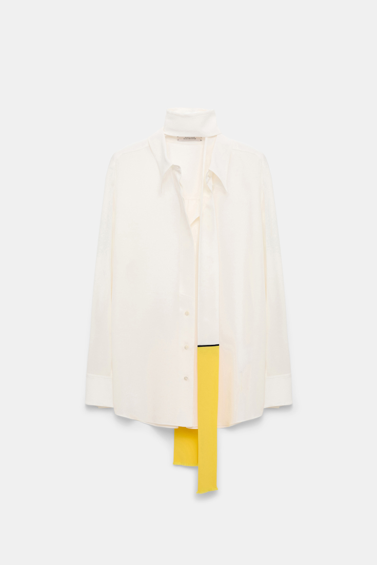 Dorothee Schumacher Seidenbluse aus Crêpe de Chine mit Schal-Detail marshmellow white