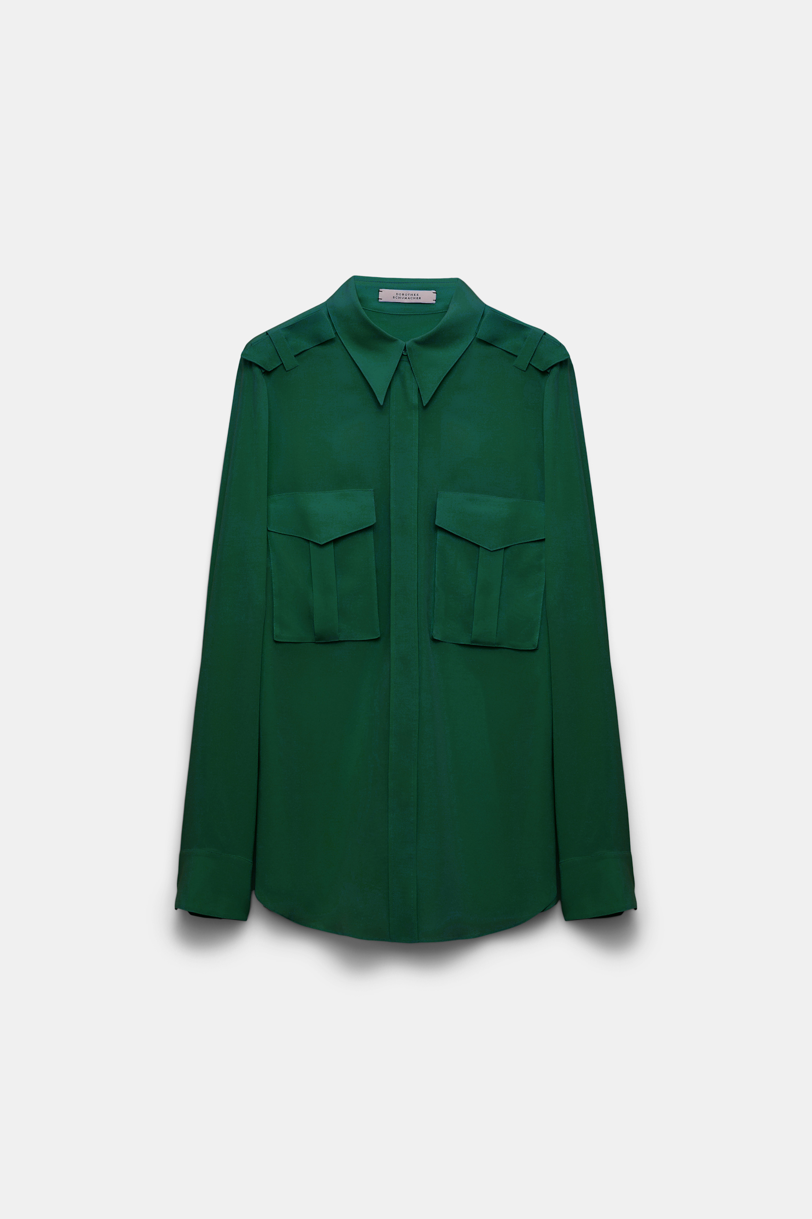 Dorothee Schumacher Seidenbluse aus Crêpe de Chine gras green