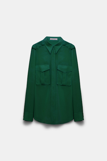 Dorothee Schumacher Seidenbluse aus Crêpe de Chine gras green