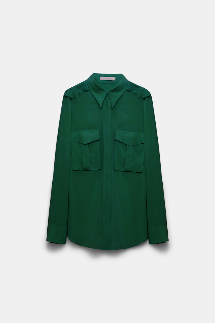 Dorothee Schumacher Seidenbluse aus Crêpe de Chine gras green