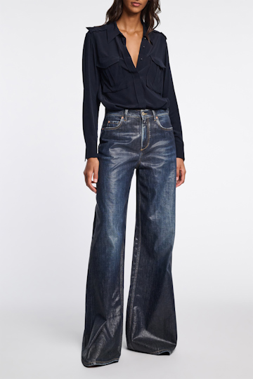 Dorothee Schumacher Seidenbluse aus Crêpe de Chine dark navy