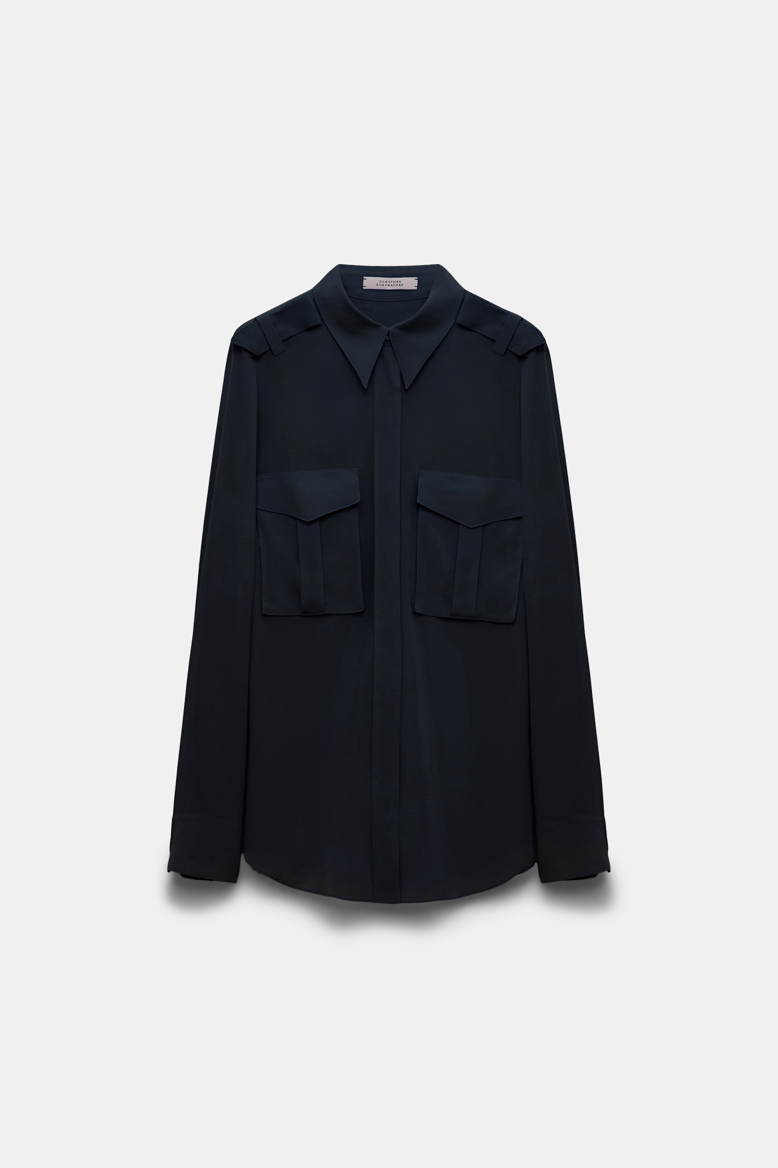Dorothee Schumacher Crêpe de chine silk blouse with epaulettes dark navy