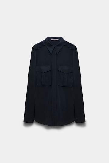 Dorothee Schumacher Seidenbluse aus Crêpe de Chine dark navy