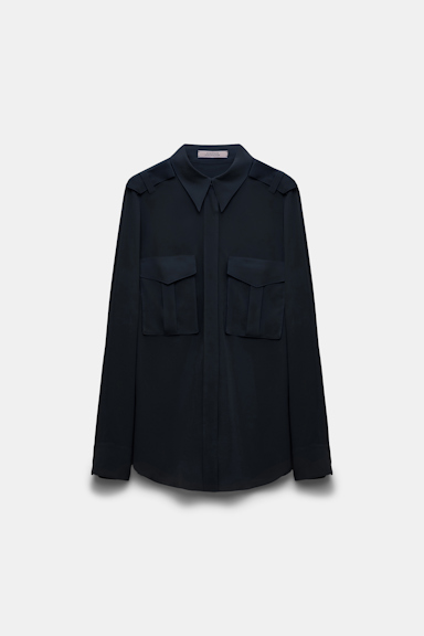 Dorothee Schumacher Seidenbluse aus Crêpe de Chine dark navy