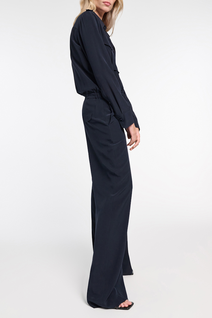 Dorothee Schumacher Crêpe de chine silk jumpsuit with epaulettes dark navy